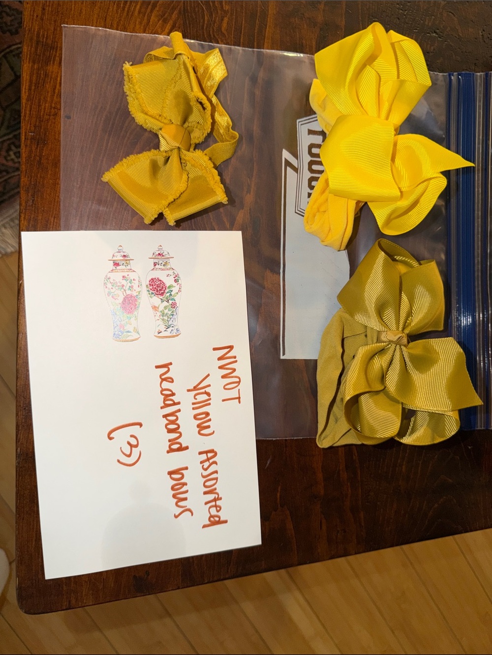 Set of Three Yellow Hair Bows